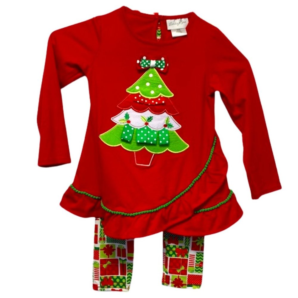 Emily Rose Appliqué CHRISTMAS Outfit ~ Long-Sleeve Shirt + Leggings
